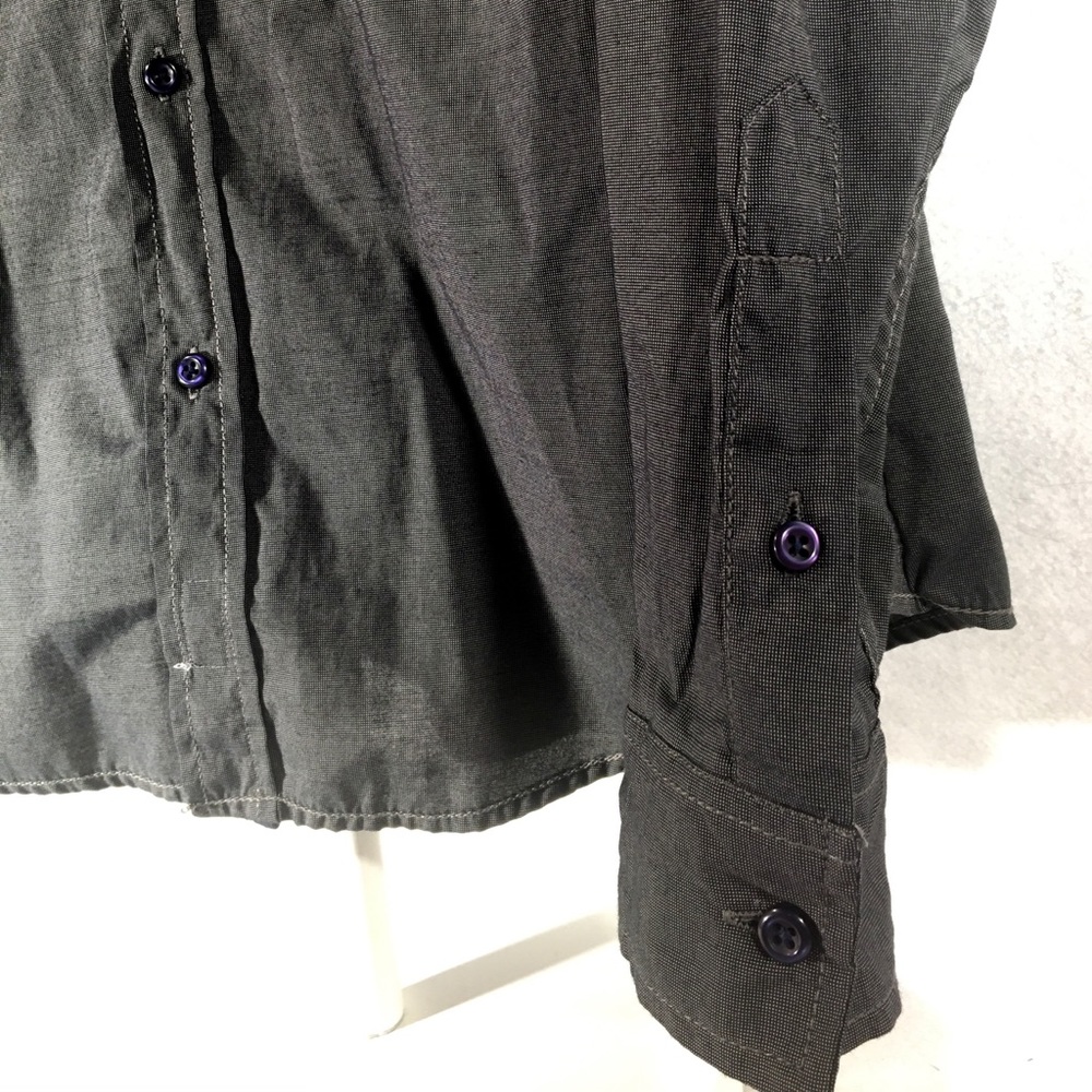 Long-sleeve slim dress shirt shiny buttons soft - Picture 5 of 6